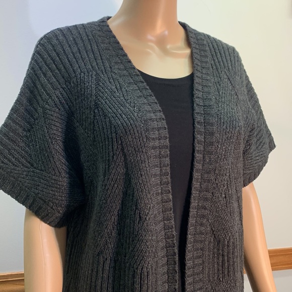 Wool Blend Long Sweater with Short Sleeves - Picture 2 of 7